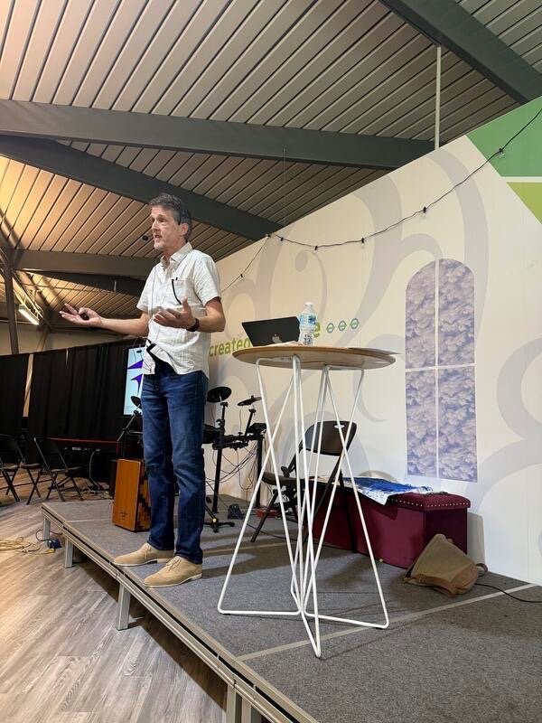 Srdjan on stage presenting